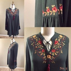 UMGEE Shift dress Quality embroidery Forest green